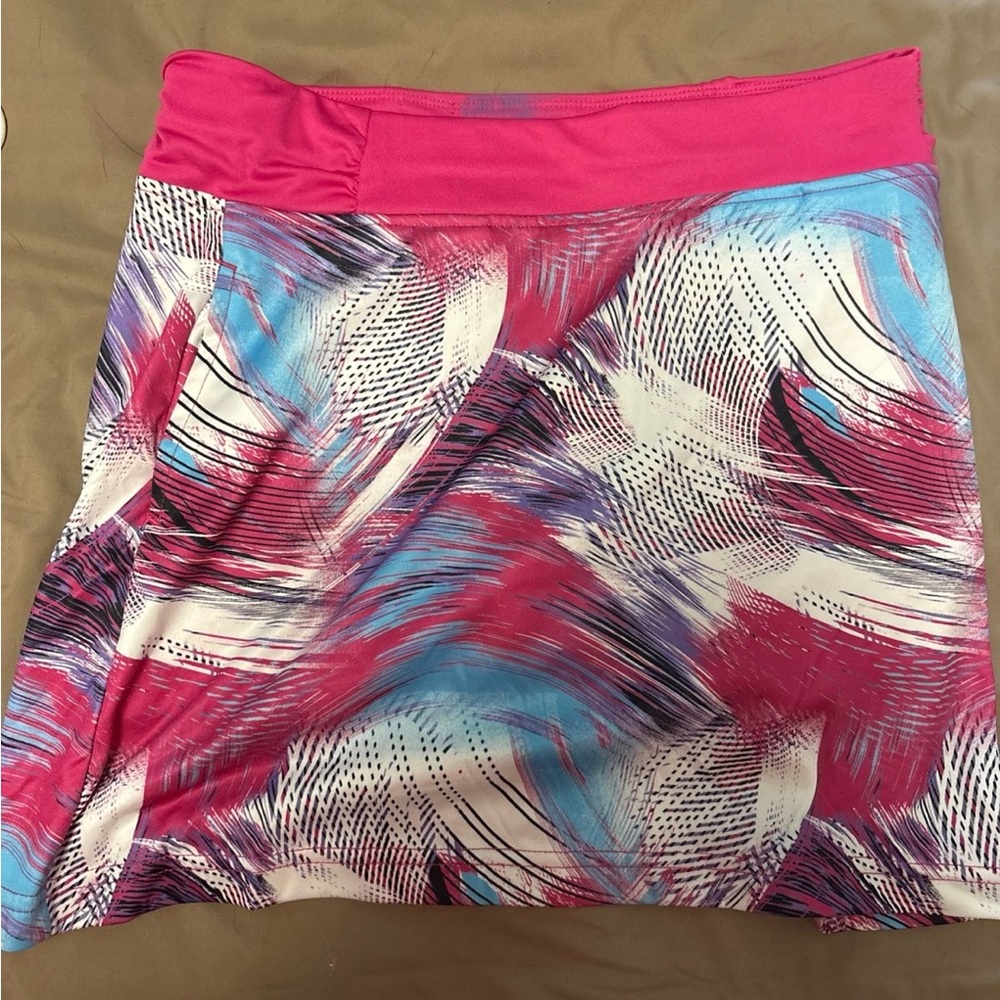 PGA Tour Pink and Blue Patterned Pencil Skirt